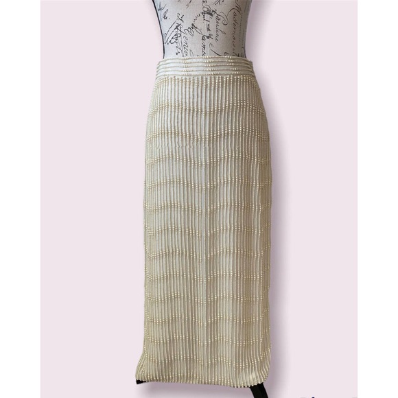 ASOS Edition Embellished Pearl Ivory Midi Skirt UK 8 US 4 NWT - Picture 1 of 10